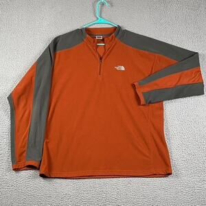 The North Face TKA 100 Fleece 1/4 Zip Pullover Sweater Men's XL Orange Gray